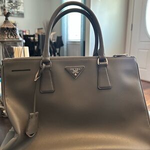 Prada Medium Saffiano Lux Double Zip Galleria Tote